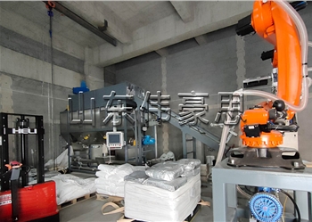 化工粉自動(dòng)破袋機(jī)械手，袋料全自動(dòng)拆包機(jī)現(xiàn)場(chǎng)