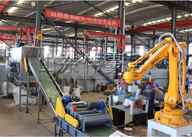 自動拆包機(jī)械手+自動板結(jié)振散機(jī)(結(jié)塊物料)